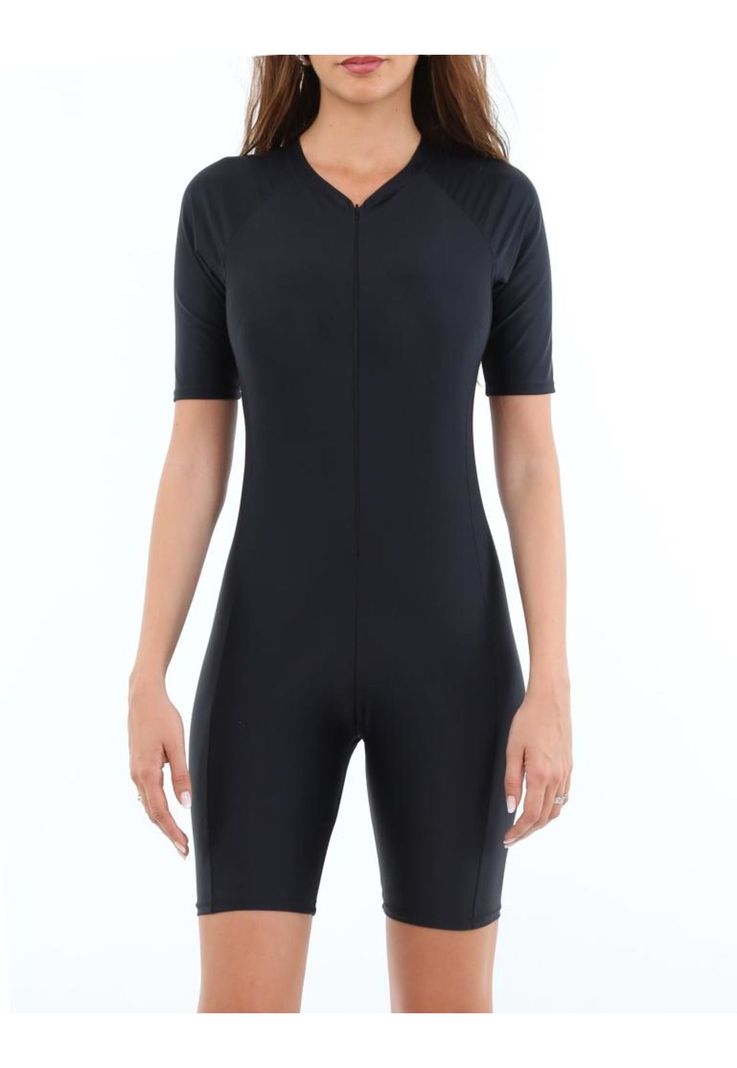 Traje de bano con piernas y mangas negro