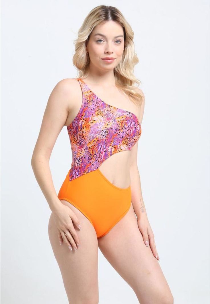 Trikini cruzado estampado naranja
