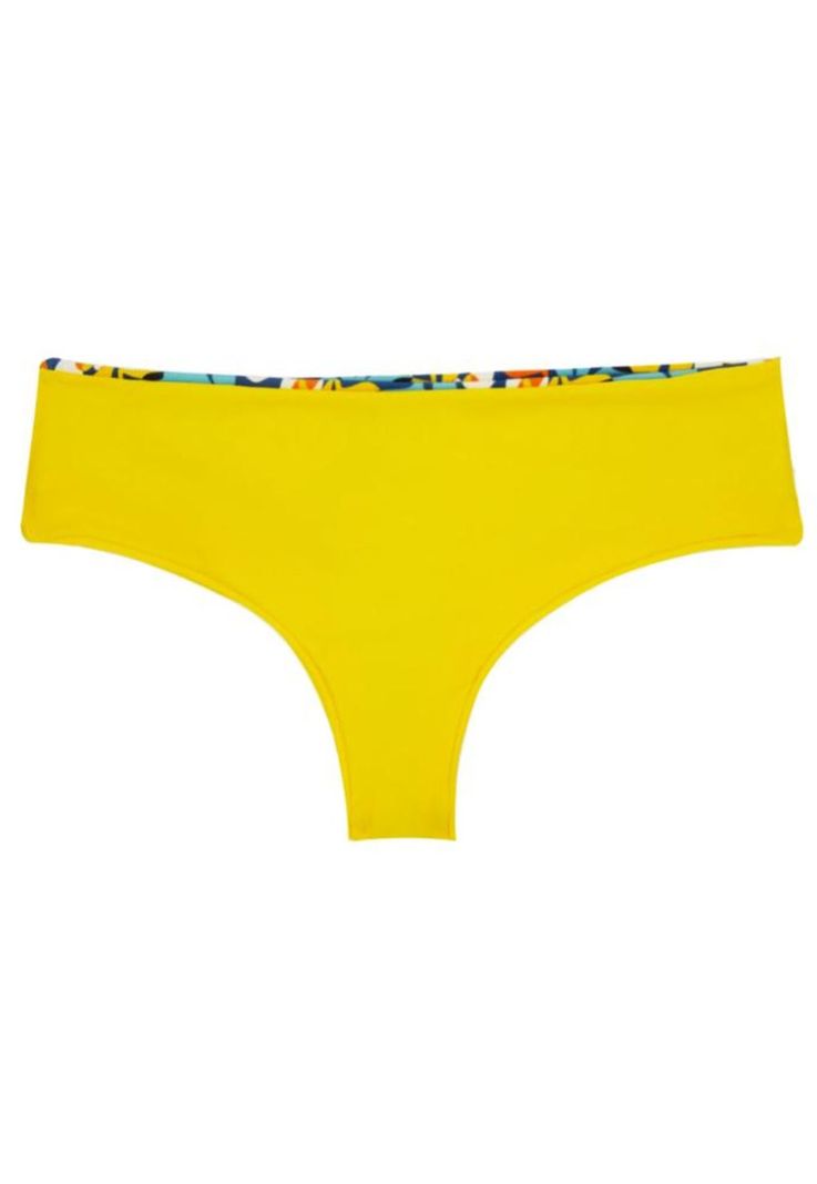 Bikini calzón tanga tiro alto estampado amarillo-3