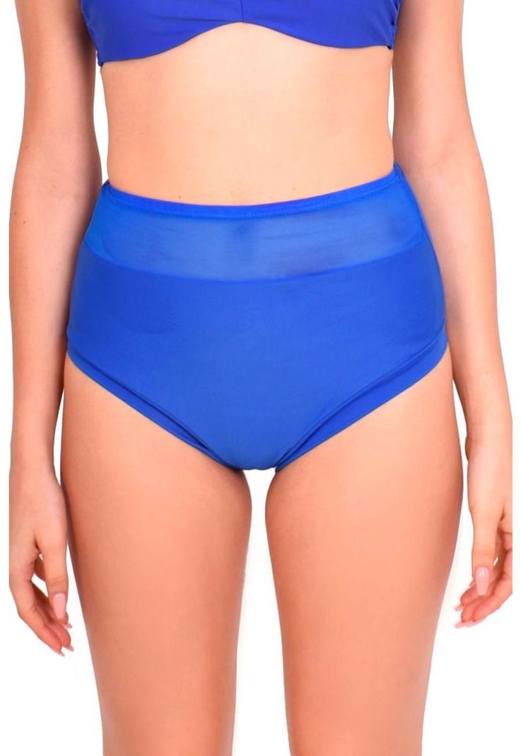 Bikini calzon pin up con transparencia color azul