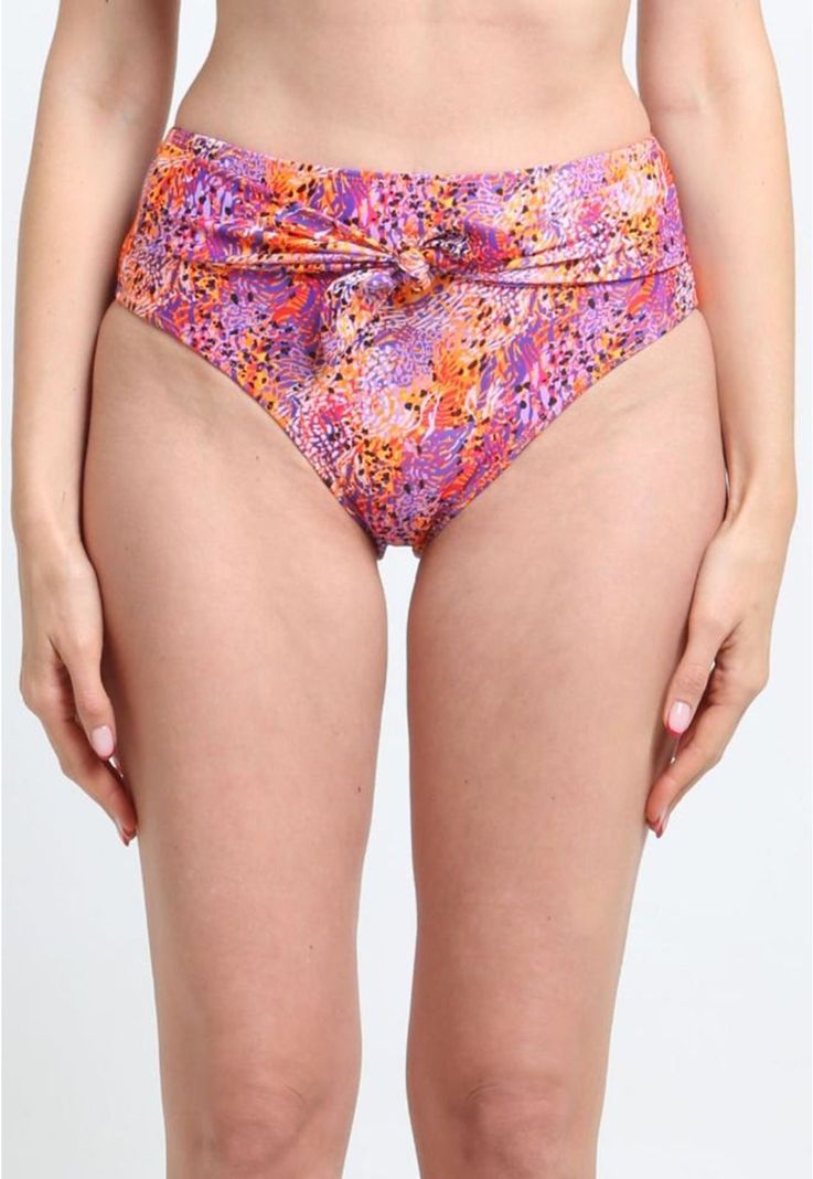 Bikini calzon con amarra estampado naranja Diseno 1 S