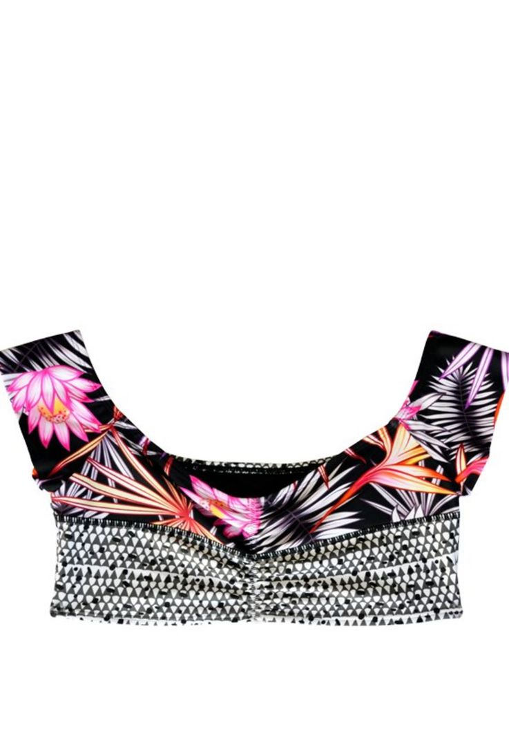 Top bikini estampado negro