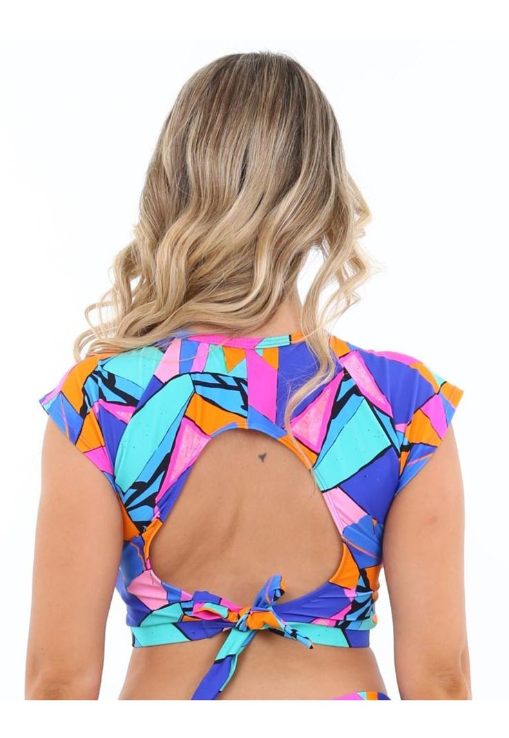 Bikini estilo crop top estampado azul-2