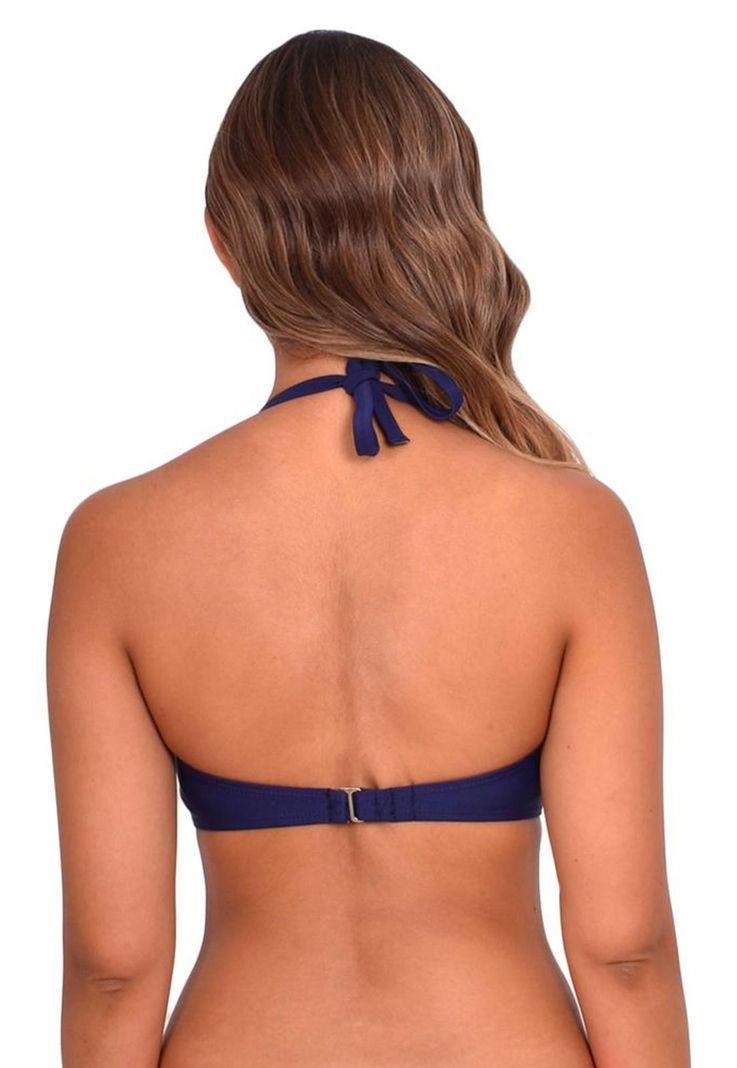 Bikini strapless con vuelos azul-1