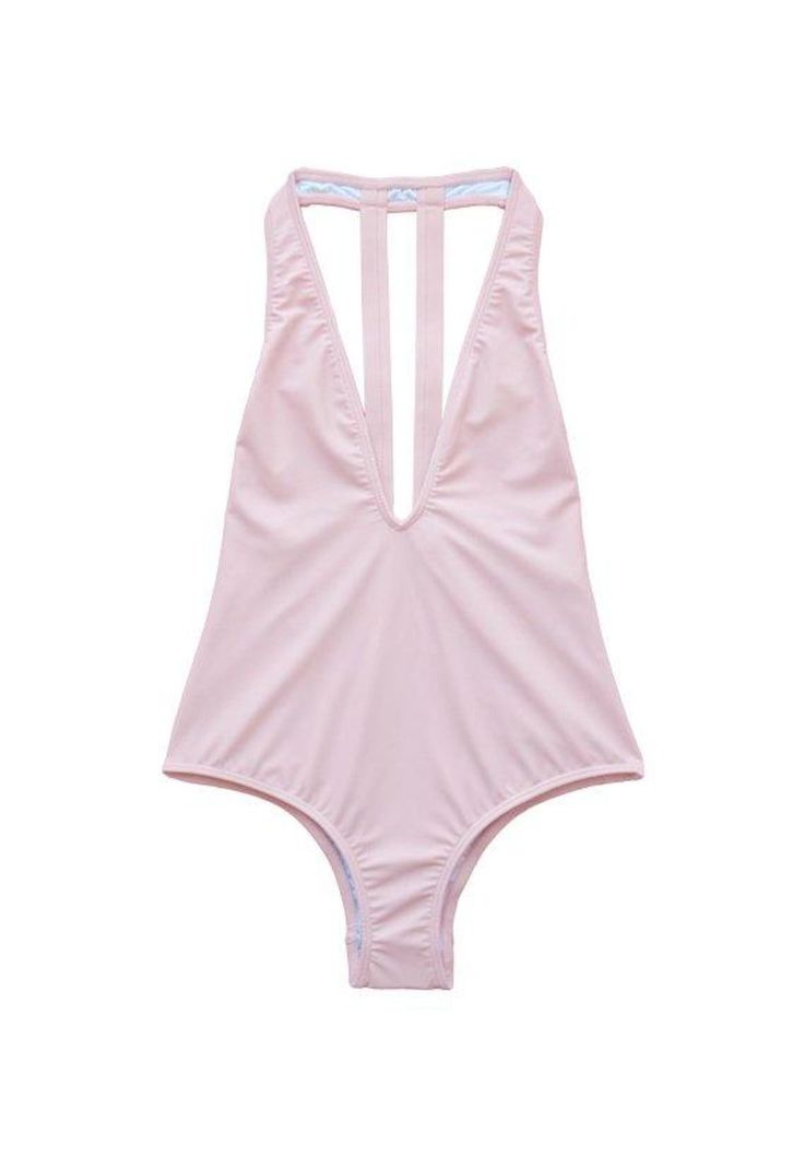 Traje de bano escotado rosado