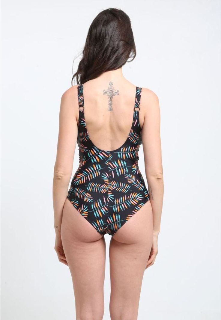 Traje de baño embarazada estampado naranjo-1