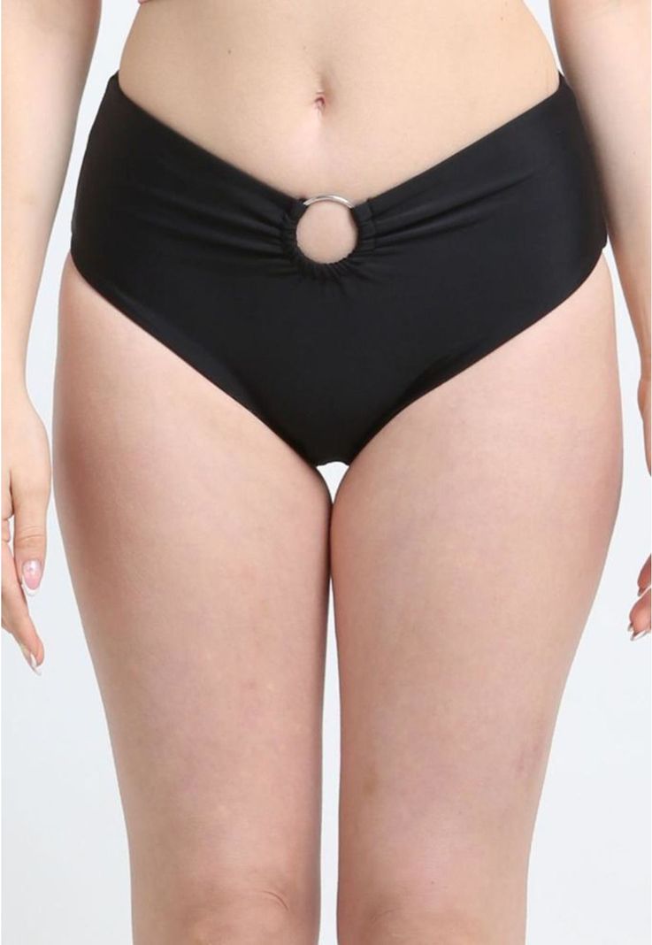 Bikini calzon alto argolla negro S