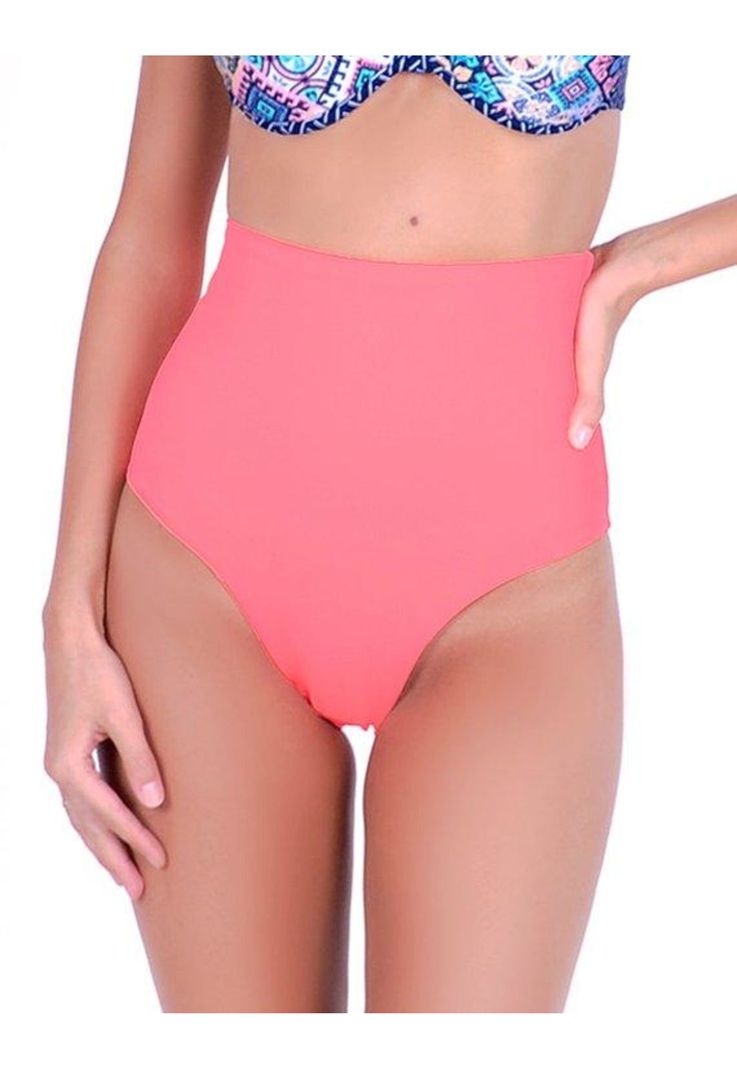 Bikini calzón tiro alto color naranja-0