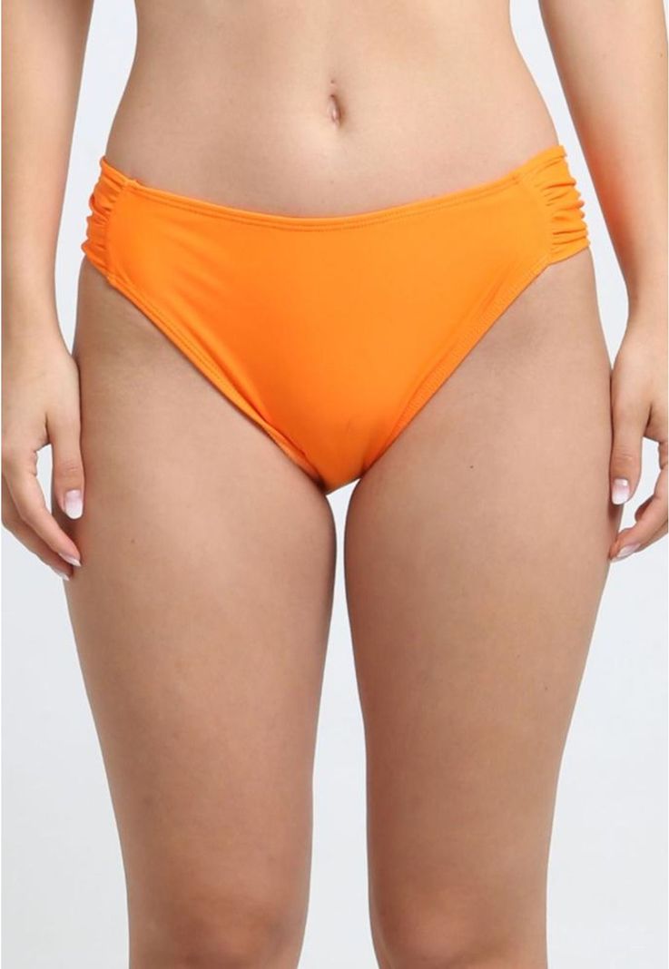 Bikini clasico costados drapeados naranjo