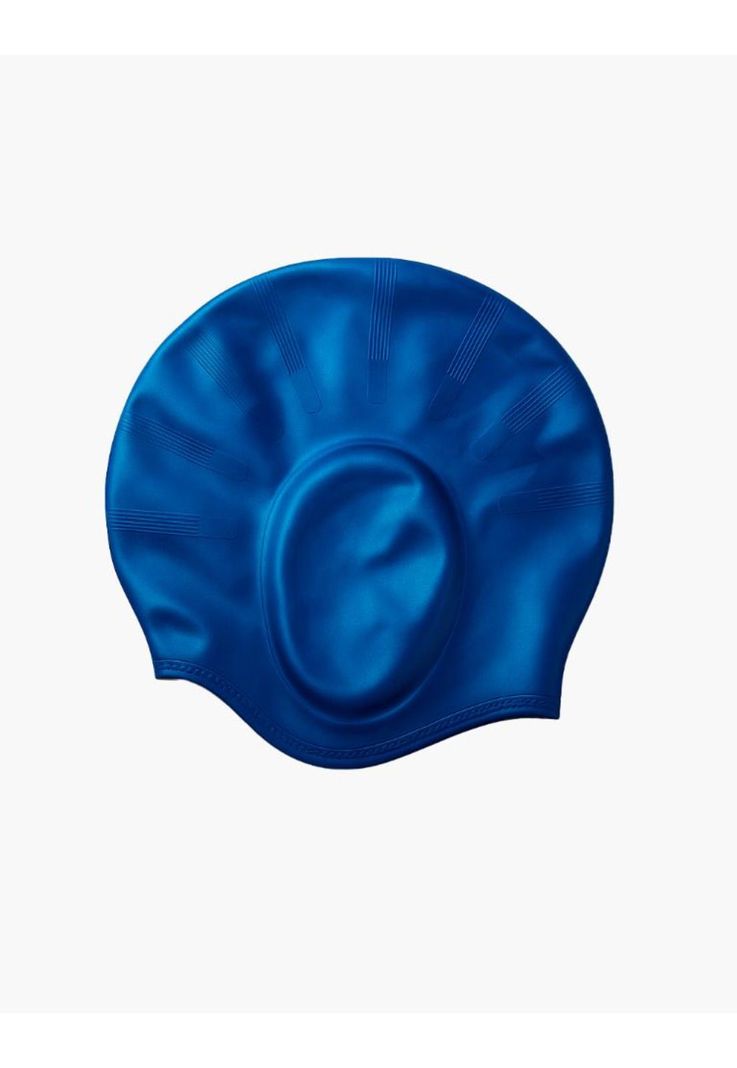 Gorro goma orejas natación azul-0