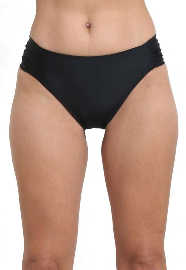 Bikini clasico costados drapeados negro