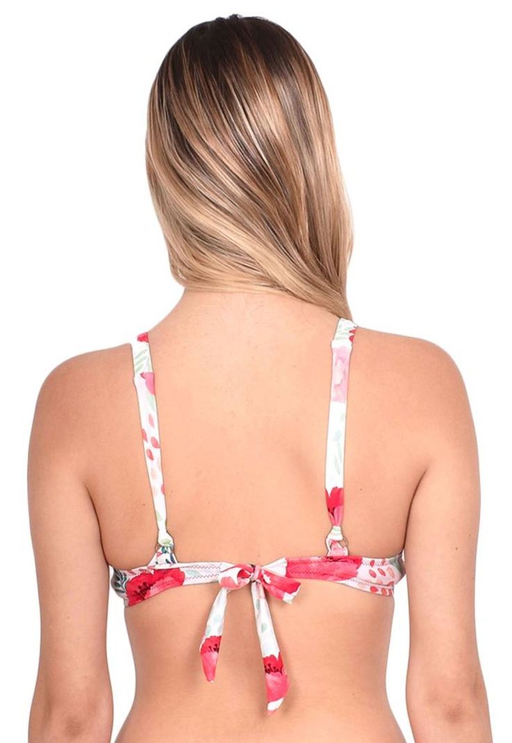 Bikini push up estampado rojo con nudo-1