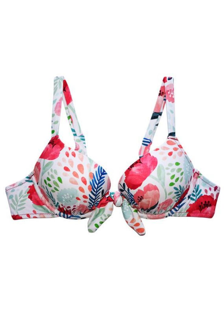 Bikini push up estampado rojo con nudo-2