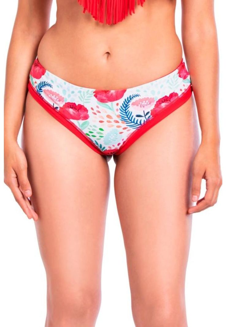 Bikini calzón tanga tiro alto estampado rojo-0