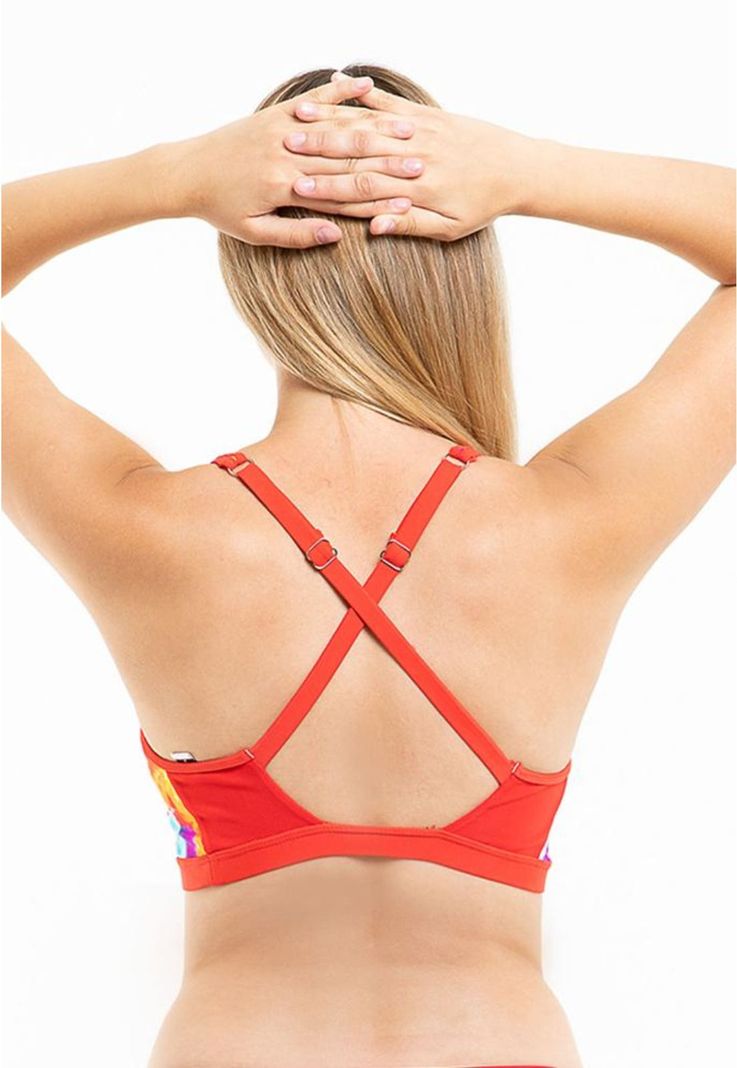Bikini peto deportivo estampado rojo-1