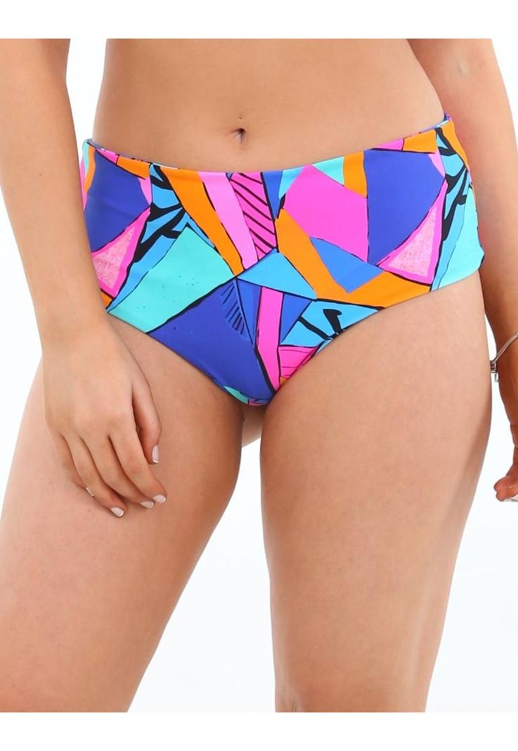 Bikini calzón colaless tiro alto estampado azul-0