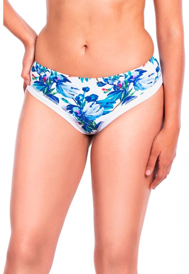 Bikini calzón tanga tiro alto estampado azul-0