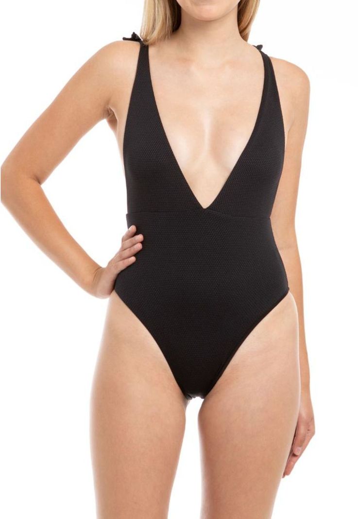Traje de bano con textura negro S
