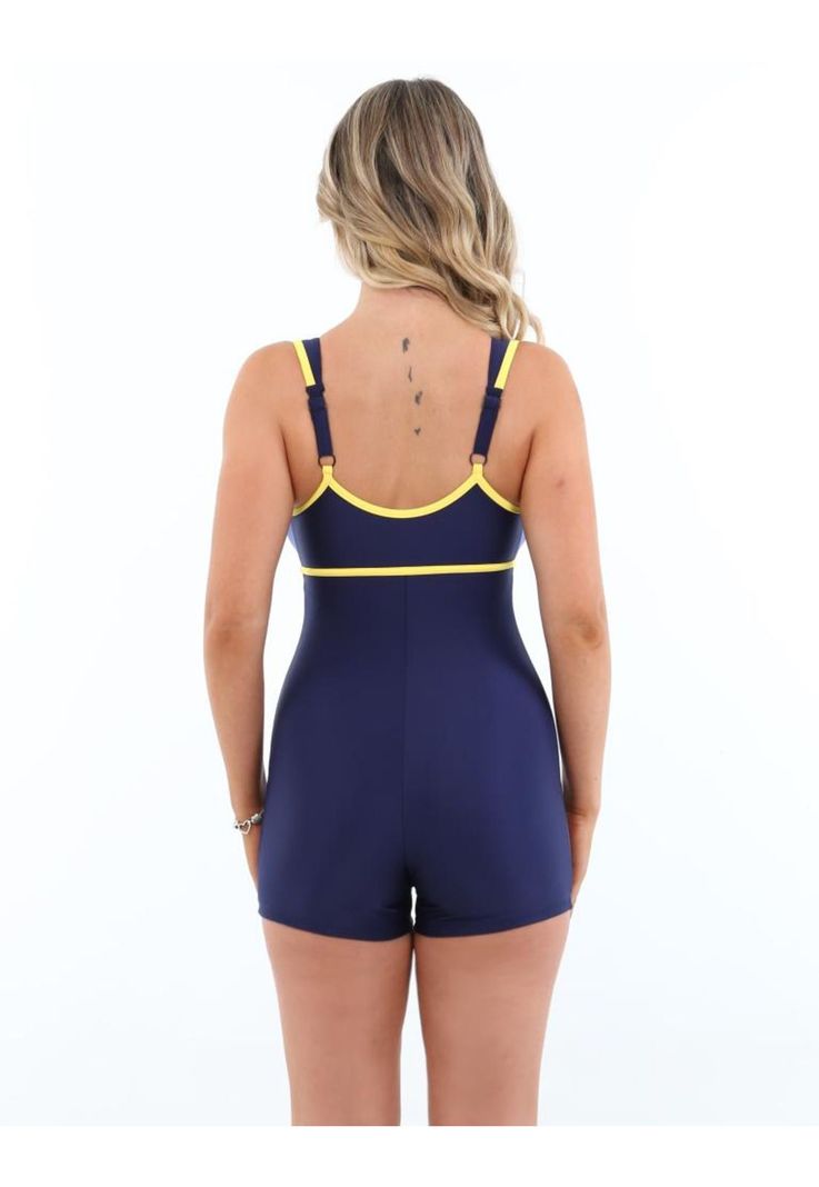 Traje de baño deportivo con piernas azul marino-2