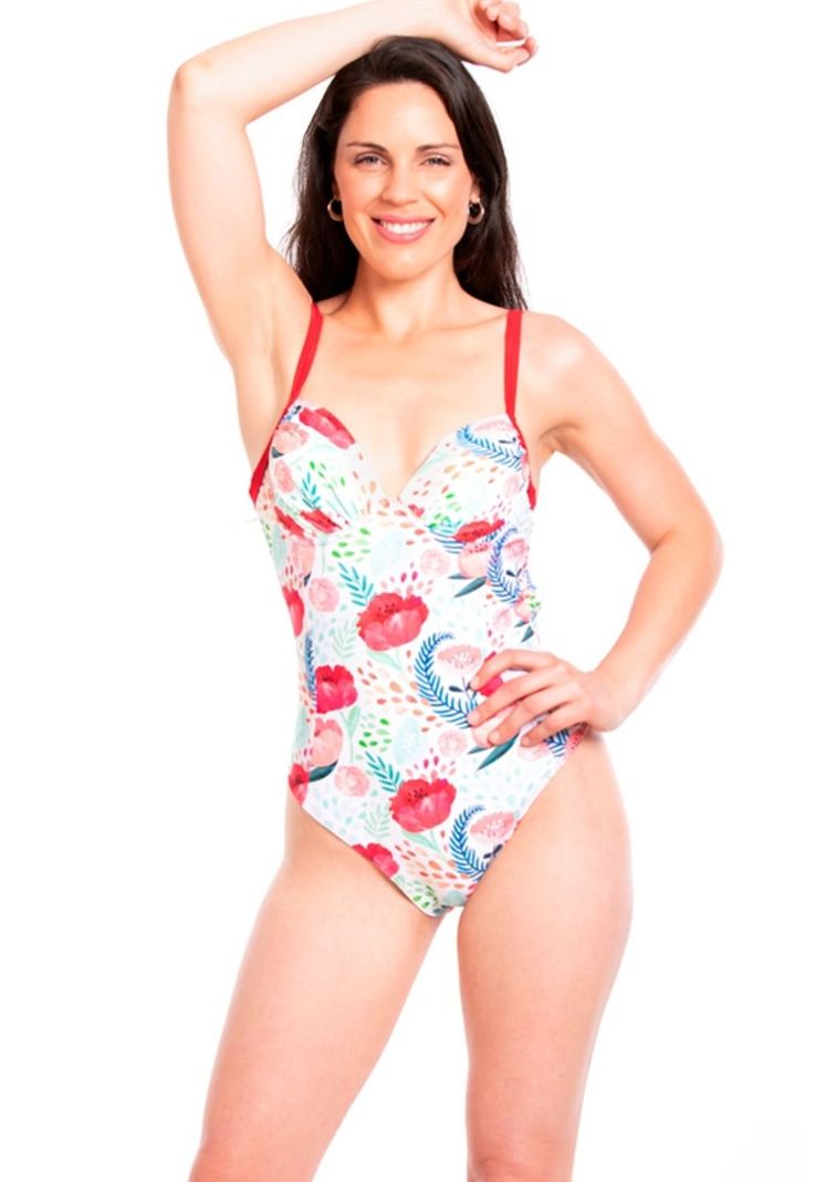 Traje de bano de una pieza rebajado estampado rojo