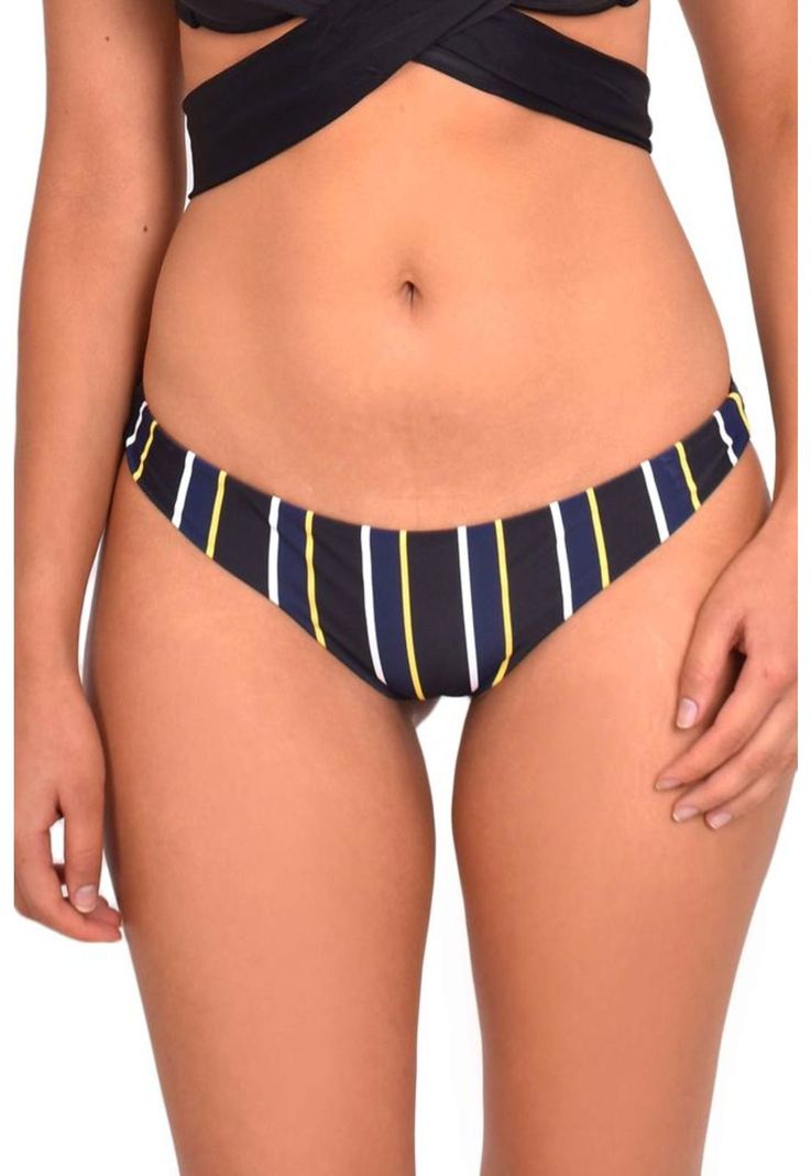 Bikini calzon con drapeado trasero estampado negro