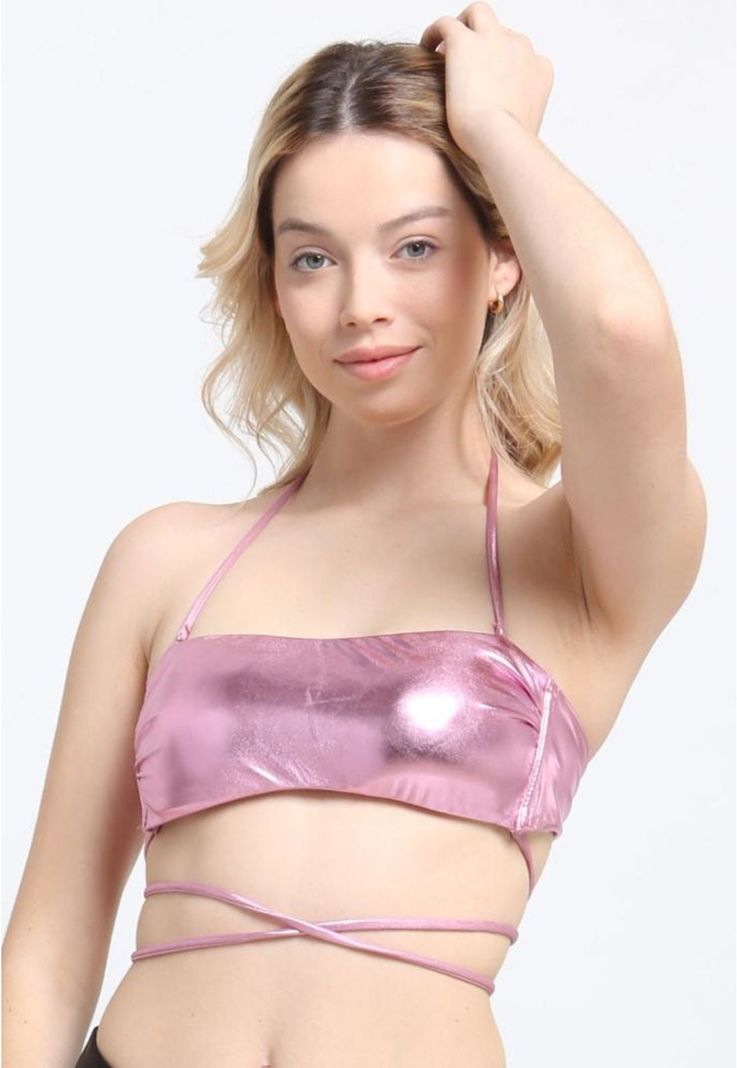 Bikini bandeau strapless lila brillante-0