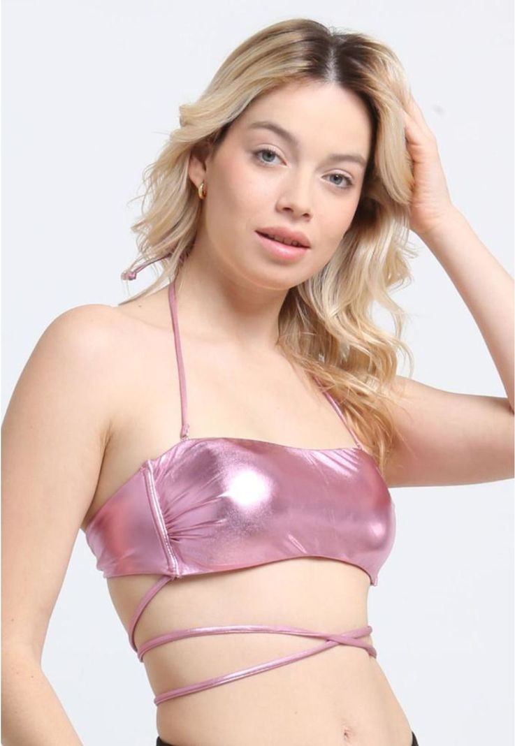 Bikini bandeau strapless lila brillante-2