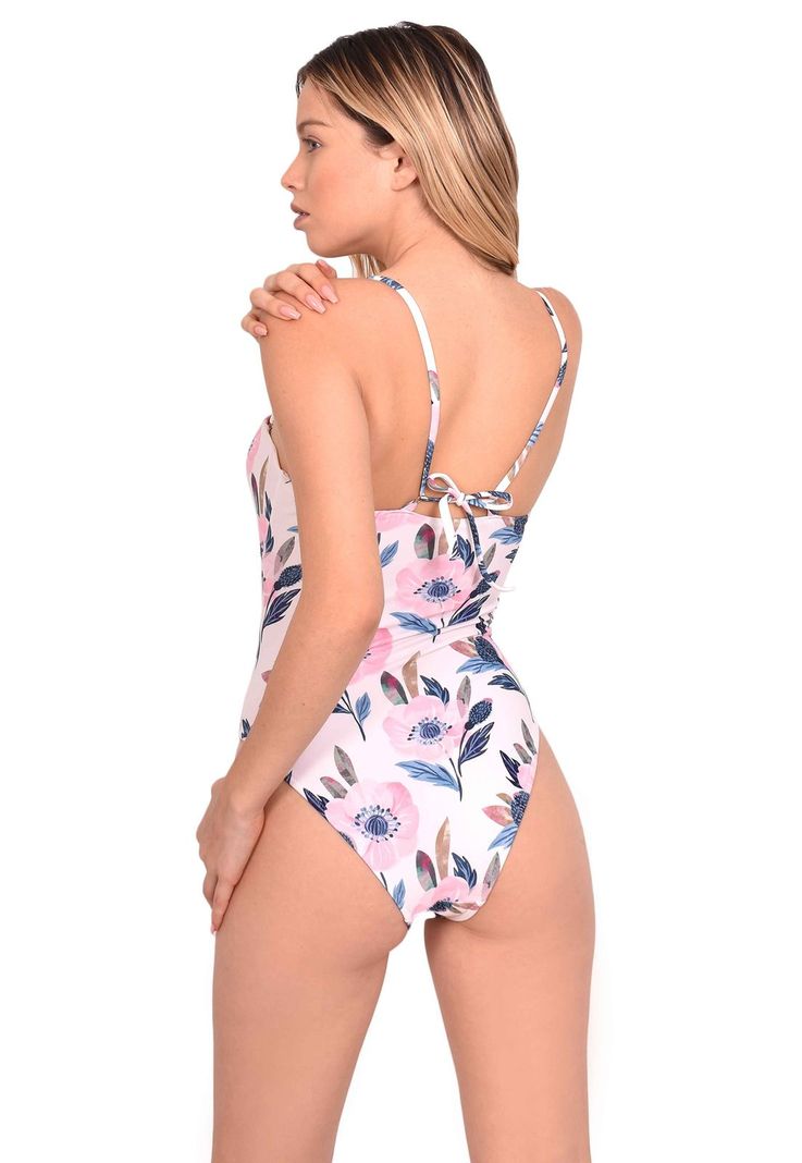Trikini con doble nudo estampado rosado-1