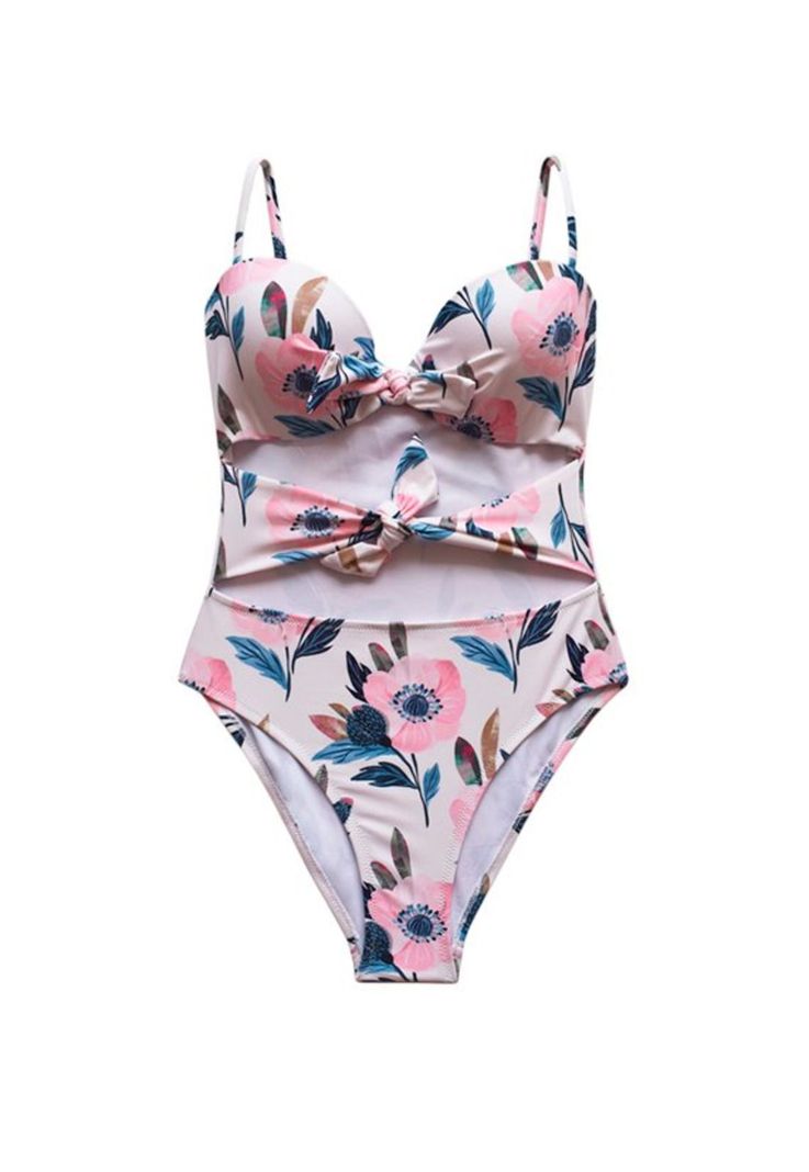 Trikini con doble nudo estampado rosado-2