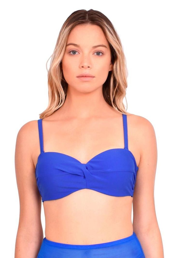 Bikini estilo sostén strapless color azul-0