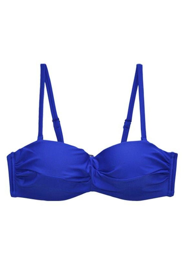 Bikini estilo sostén strapless color azul-2