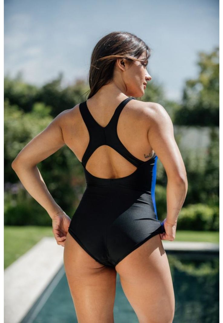 Traje de Baño azul con Espalda Tipo Nadador-8
