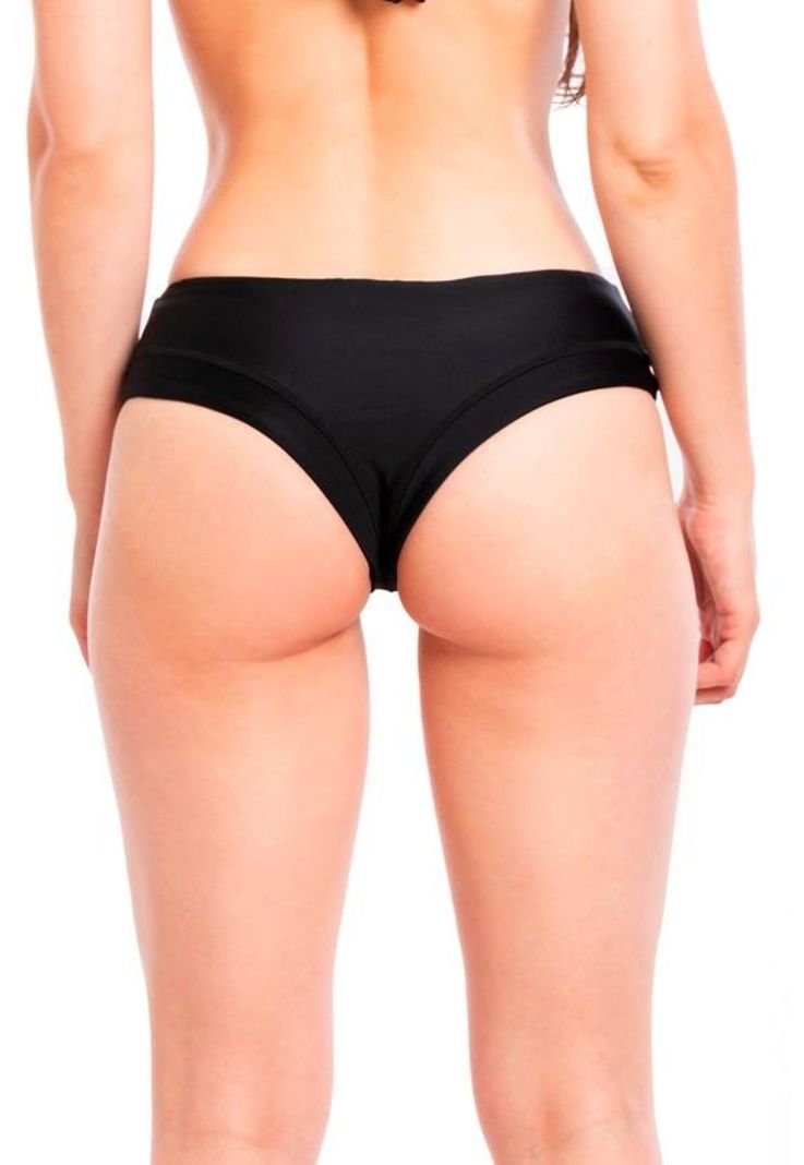 Bikini calzón tanga tiro alto color negro-1