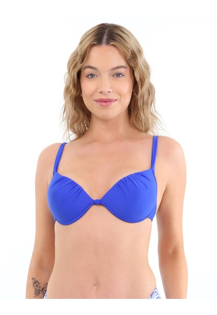 Bikini sosten drapeado azul