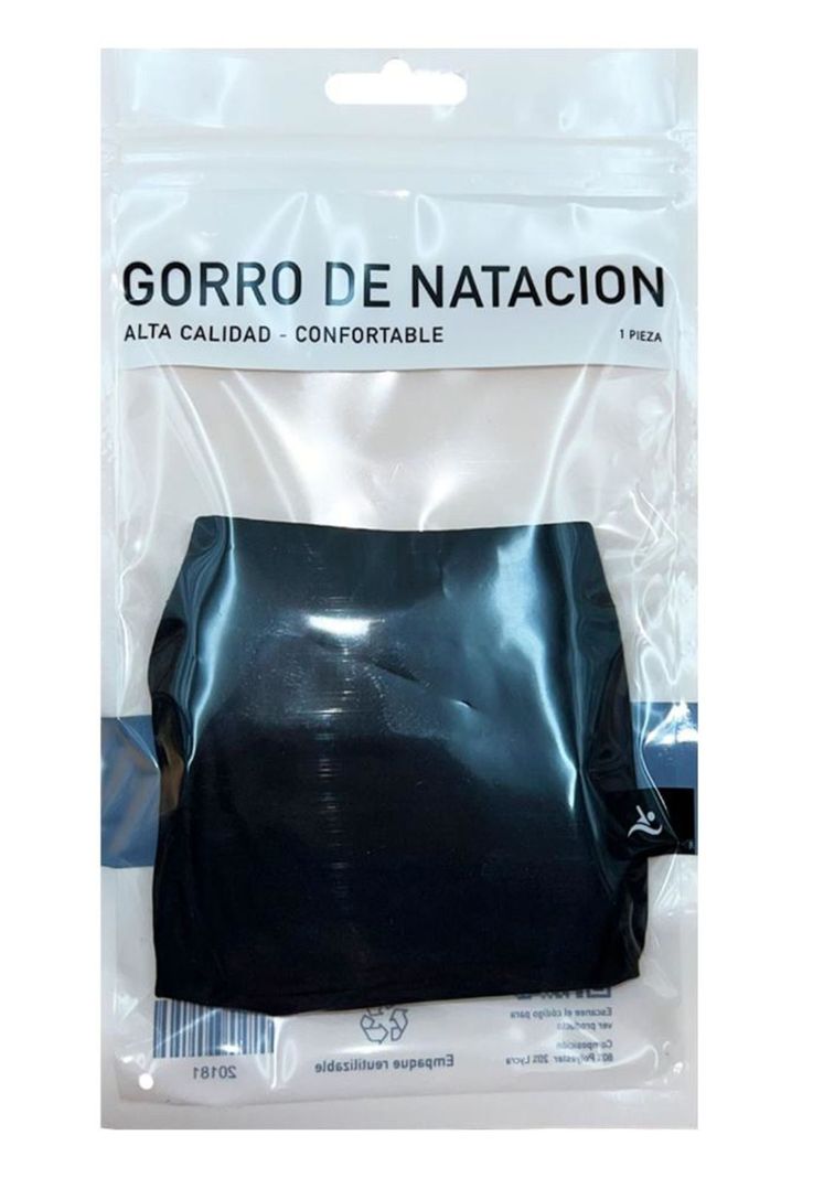 Gorro de natación de lycra color negro-3