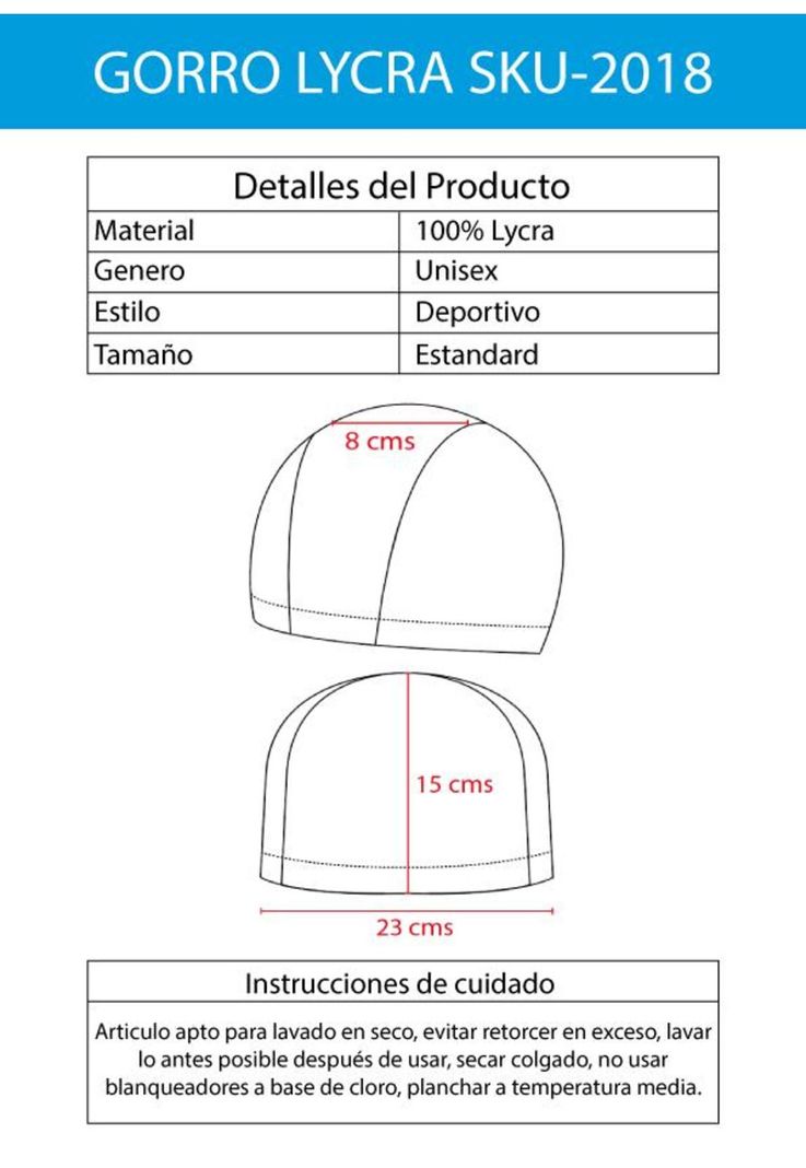 Gorro de natación de lycra color negro-5