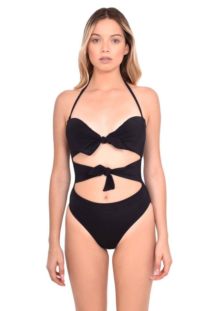 Trikini con doble nudo color negro-0