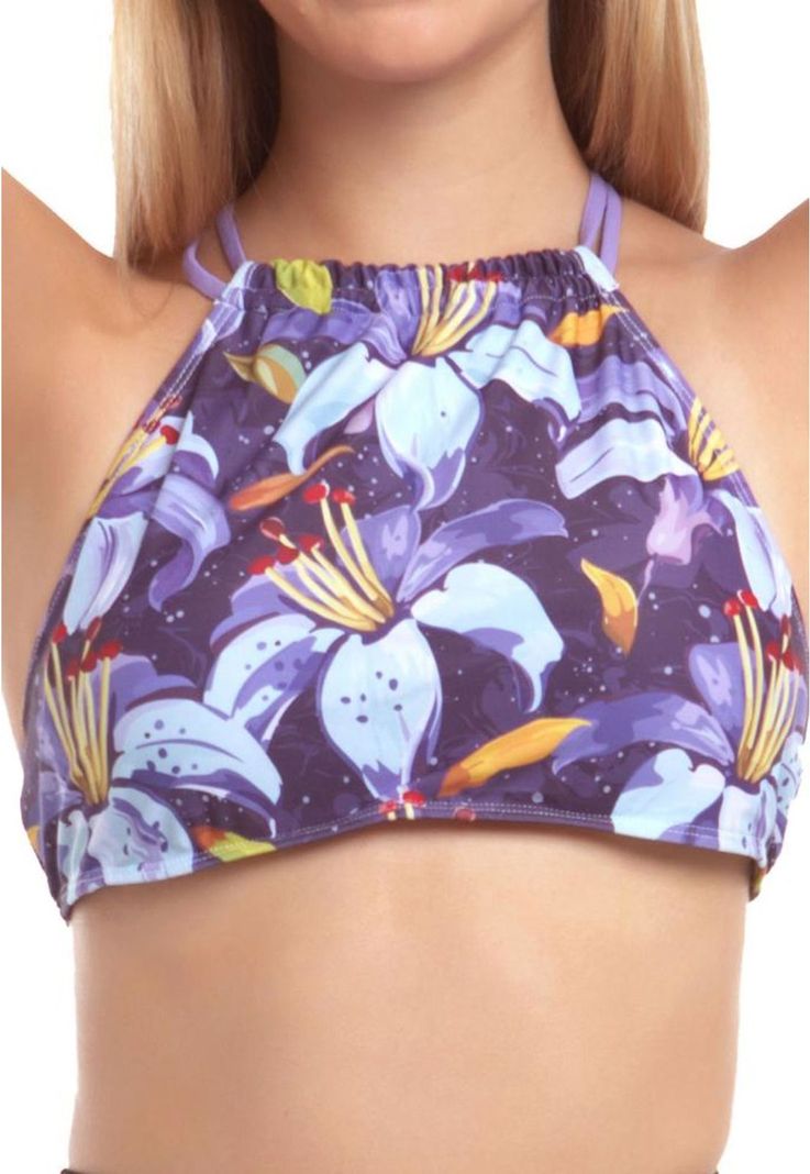 Bikini peto cruzado estampado morado
