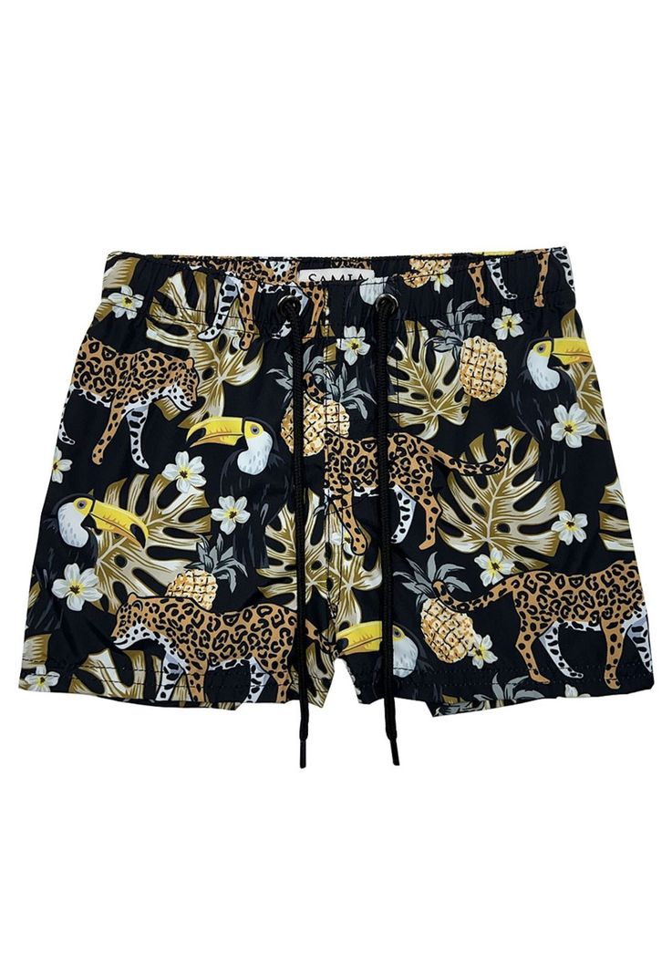 Traje De Baño Estampado Negro Short Niño-0