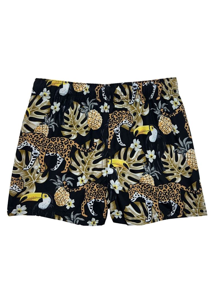 Traje De Baño Estampado Negro Short Niño-1