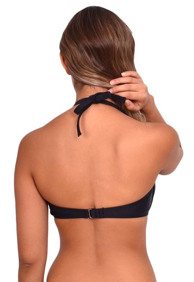 Bikini strapless con vuelos negro-1