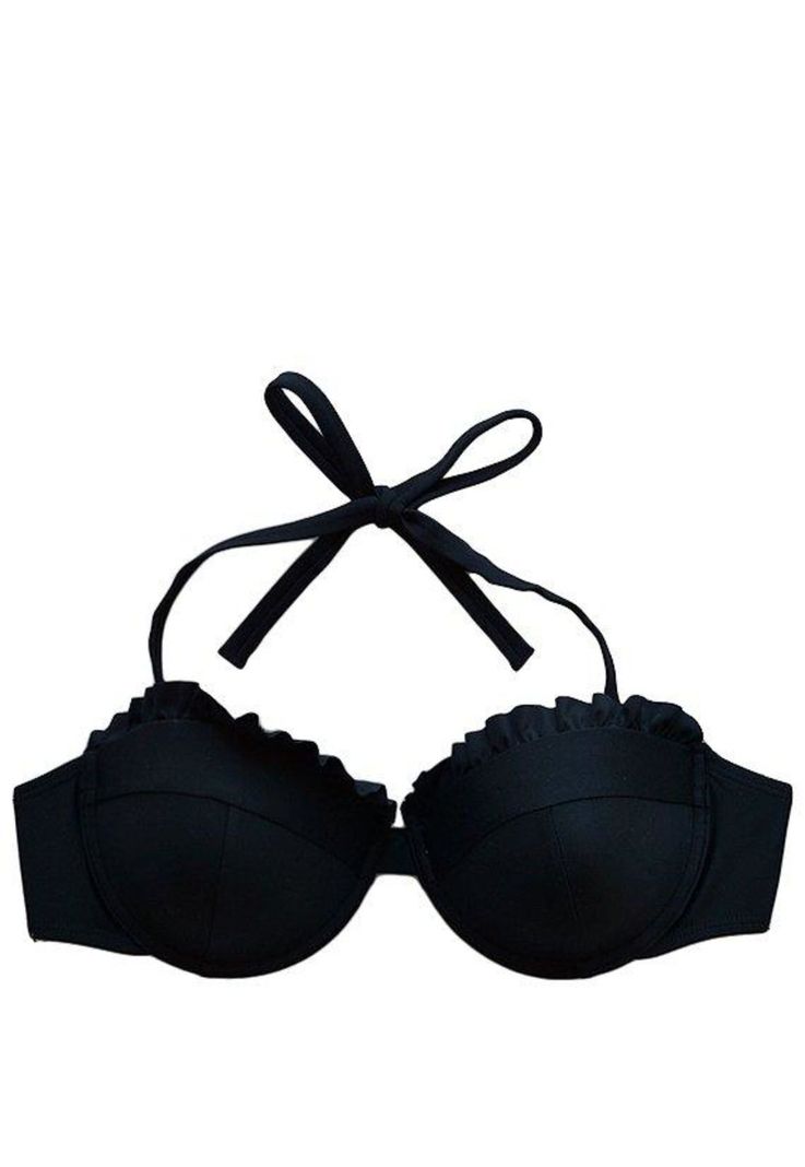 Bikini strapless con vuelos negro-2