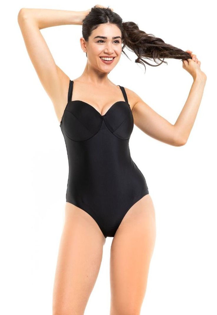 Traje de baño reductor copa grande negro-0