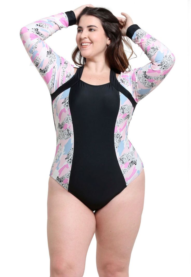 Traje de baño deportivo manga larga lila-0