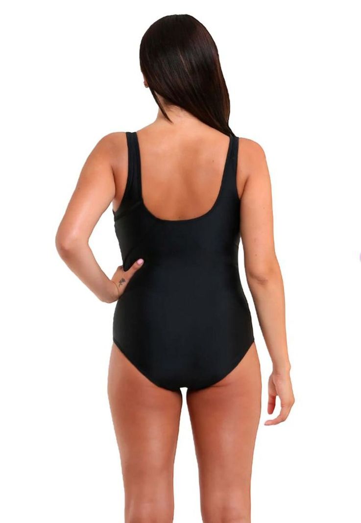 Traje de Baño Deportivo Natación con Estilo Líneas Fucsia-1