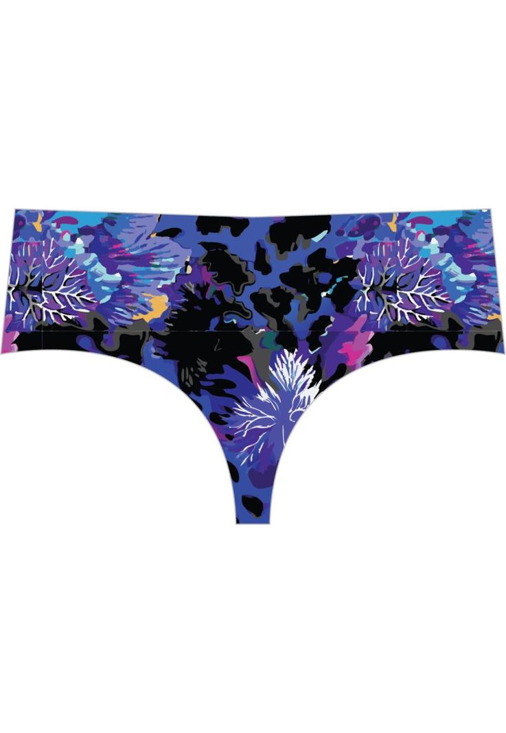 Bikini calzón colaless tiro alto estampado morado-0