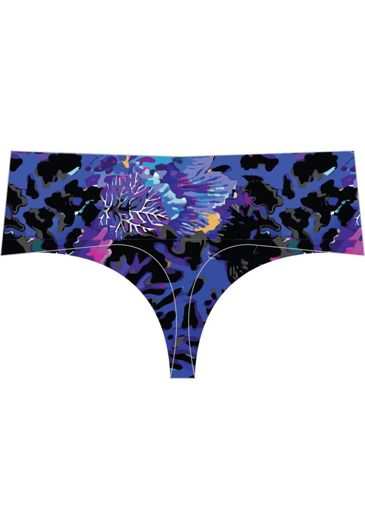 Bikini calzón colaless tiro alto estampado morado-1