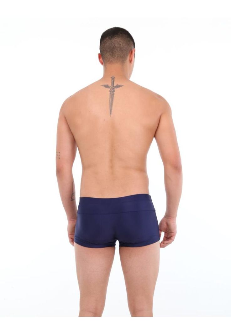Traje de baño short bóxer para hombres azul marino-2
