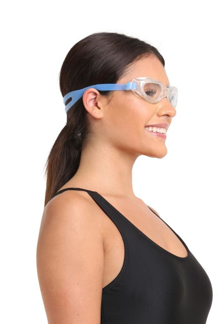 Lente para natación con correa de silicona azul-2