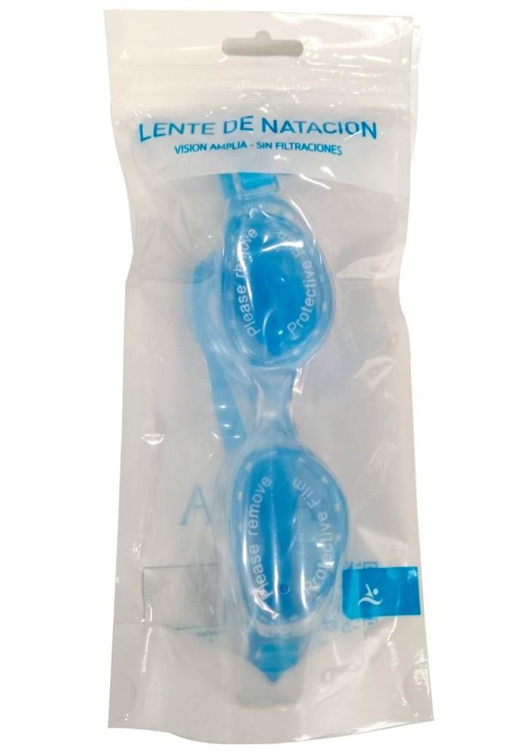 Lente para natación con correa de silicona azul-4